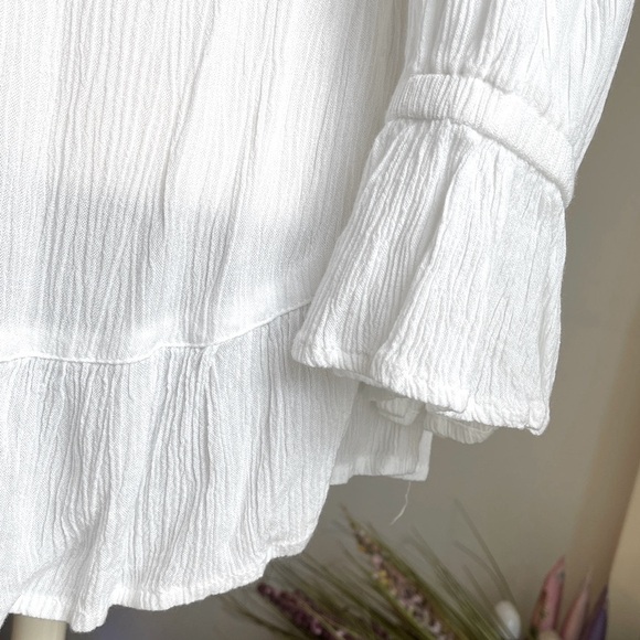 *Like New* INC Women’s White Flowy Semi Sheer Boho Peasant Top Poet Blouse Lace - Picture 5 of 7